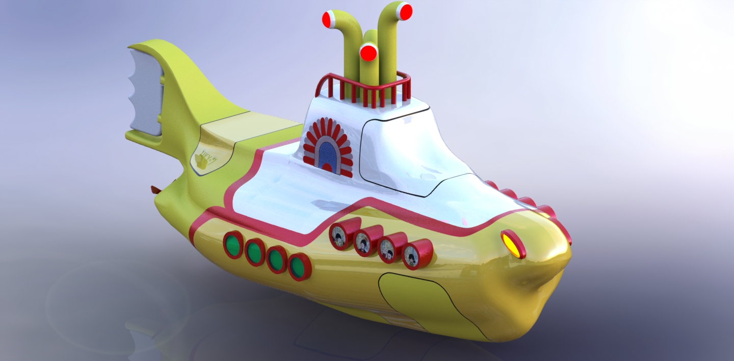 Yellow玩具小潜艇模型3D图纸 Solidworks设计